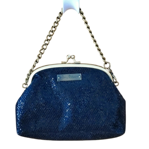 Jenny Packham Boudoir‎ Black Glitter Snakeskin Look Textured Clutch - Picture 1 of 11